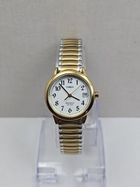Womens Timex Easy Reader Two Tone 25mm Date Watch Indiglo Dainty New Battery